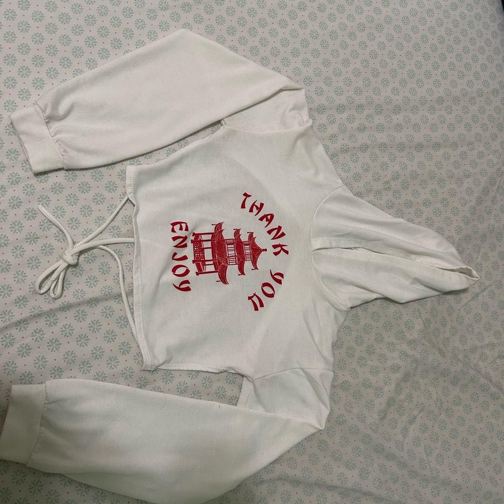 White Hoodie with Red Graphic